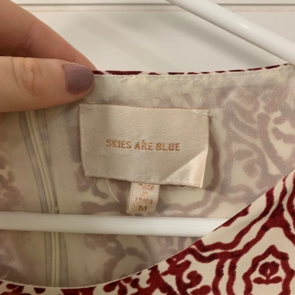 Skies Are‎ Blue Scroll Printed Dress Red Burgundy - Picture 4 of 4